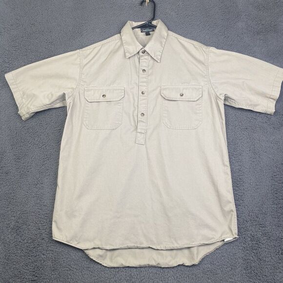Arborwear Shirt Mens Medium Tan Short Sleeve Utility Workwear Made USA Cotton - Picture 1 of 8
